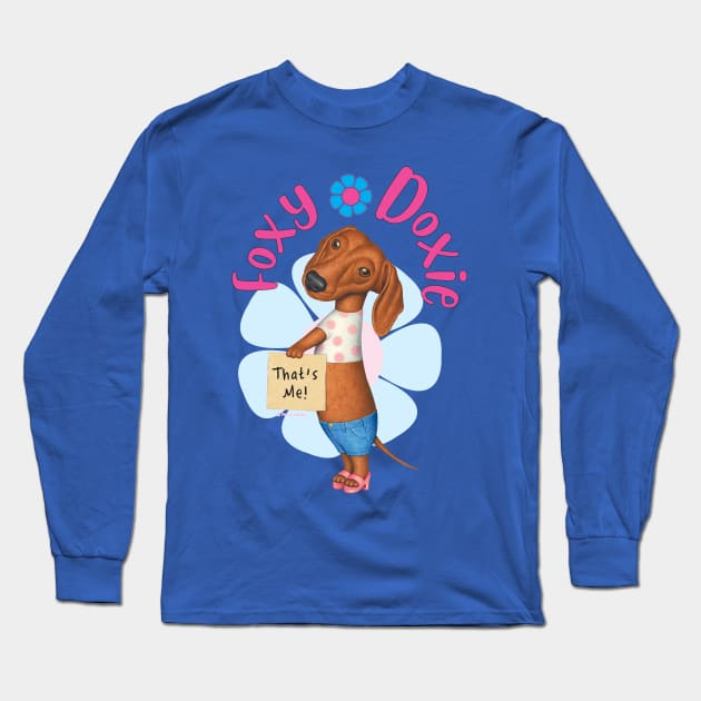 Foxie Doxie Dachshund Long Sleeve T-Shirt by Danny Gordon Art